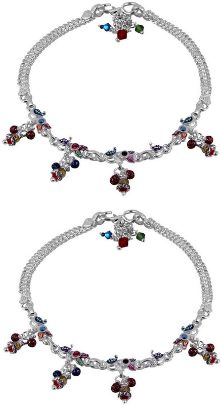 Jewel99 Eurus Silver Anklet(Pack of 2) Jewel99 Eurus Silver Anklet(Pack of 2)