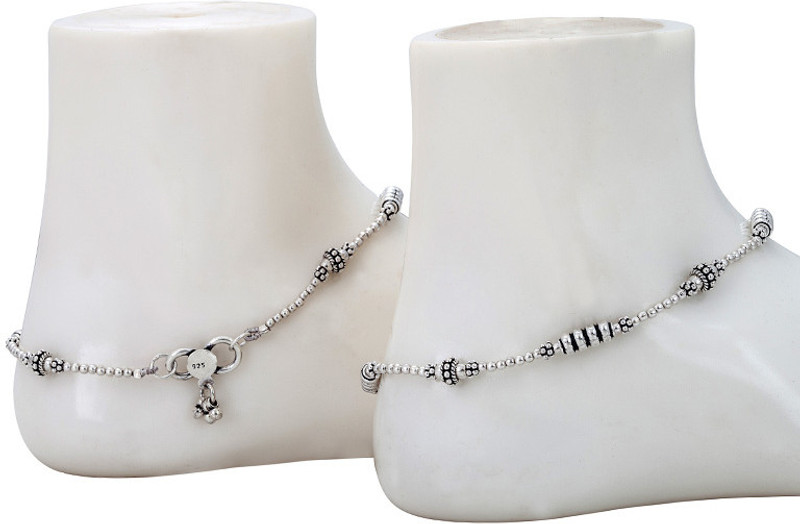 Siri Creations Rings Design Silver 92.5 Silver Anklet(Pack of 2) Siri Creations Rings Design Silver 92.5 Silver Anklet(Pack of 2)