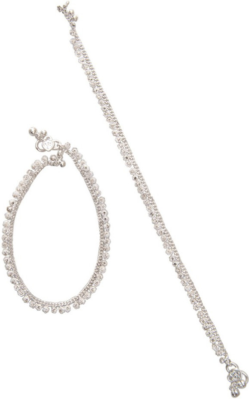 Taj Pearl Trendy White Brass Anklet(Pack of 2) Taj Pearl Trendy White Brass Anklet(Pack of 2)