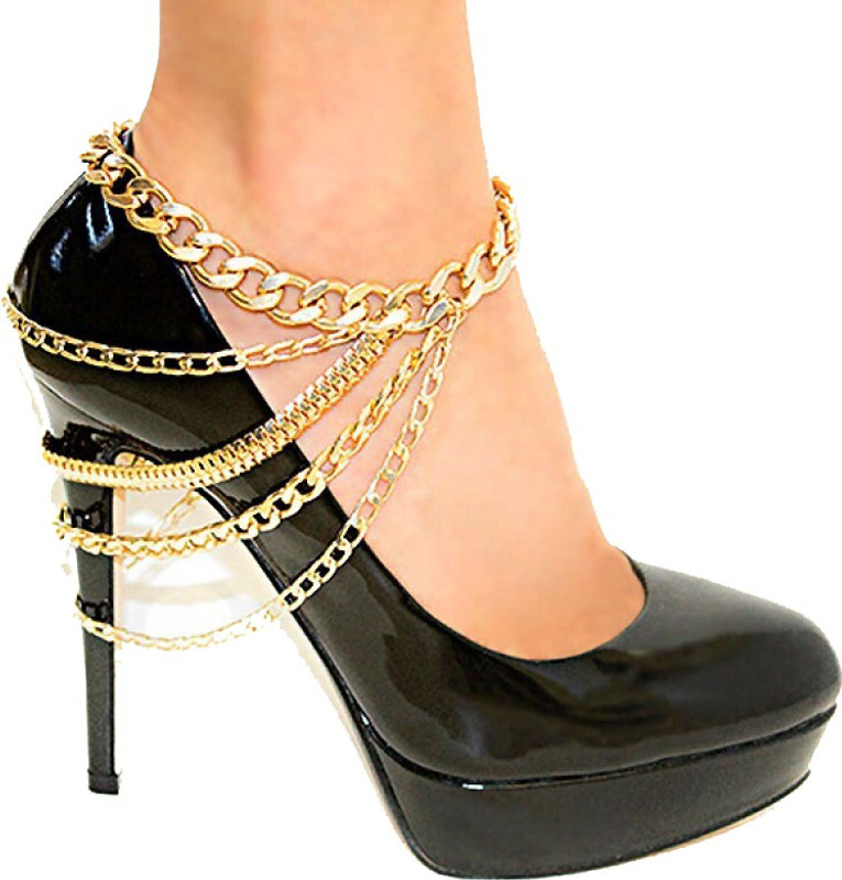 Aaishwarya Chained in Gold Heel Chain Single Alloy Anklet Aaishwarya Chained in Gold Heel Chain Single Alloy Anklet