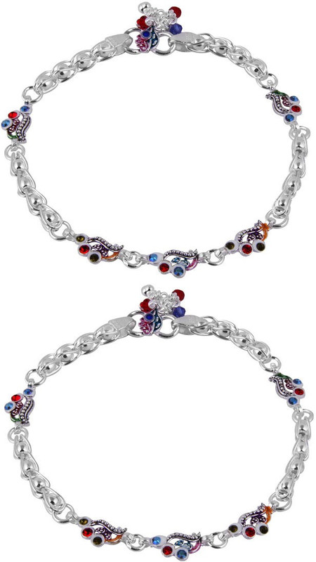 Jewel99 Deino Silver Anklet(Pack of 2) Jewel99 Deino Silver Anklet(Pack of 2)