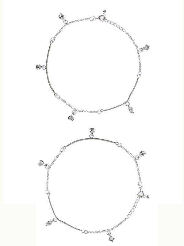 Jewel99 Italian Ecstasy Sterling Silver Anklet(Pack of 2) Jewel99 Italian Ecstasy Sterling Silver Anklet(Pack of 2)