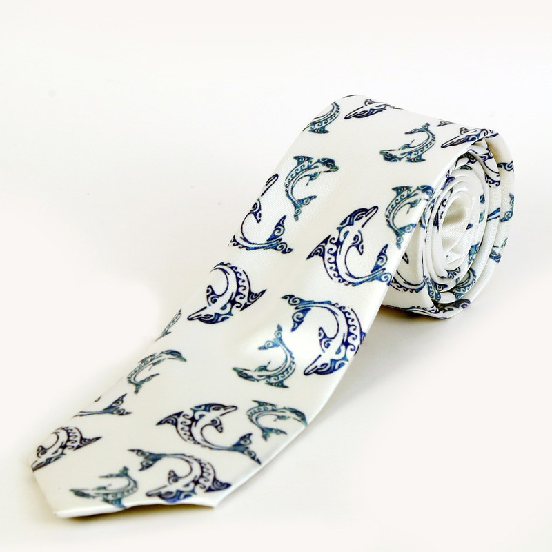 Blacksmith Blue Dolphins Design Graphic Print Men Tie Blacksmith Blue Dolphins Design Graphic Print Men Tie