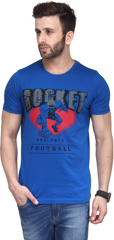 Koolpals Printed Men Round or Crew Blue T-Shirt