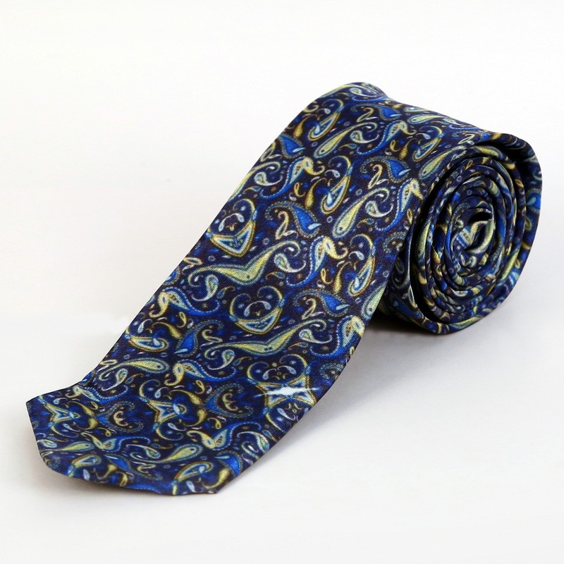 Blacksmith Deep Blue Paisley Multi Design Floral Print Men Tie Blacksmith Deep Blue Paisley Multi Design Floral Print Men Tie
