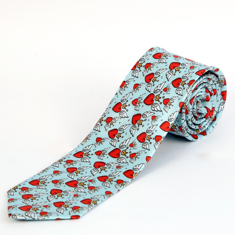 Blacksmith Flying Hearts Design Graphic Print Men Tie Blacksmith Flying Hearts Design Graphic Print Men Tie
