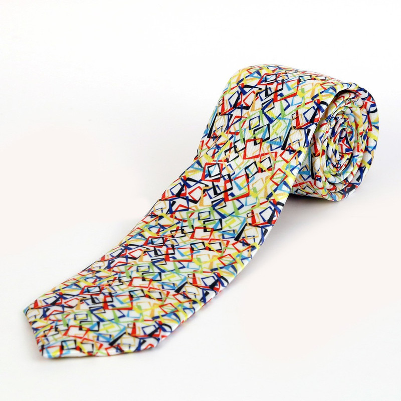 Blacksmith Intertwining Rectangles Design Geometric Print Men Tie Blacksmith Intertwining Rectangles Design Geometric Print Men Tie