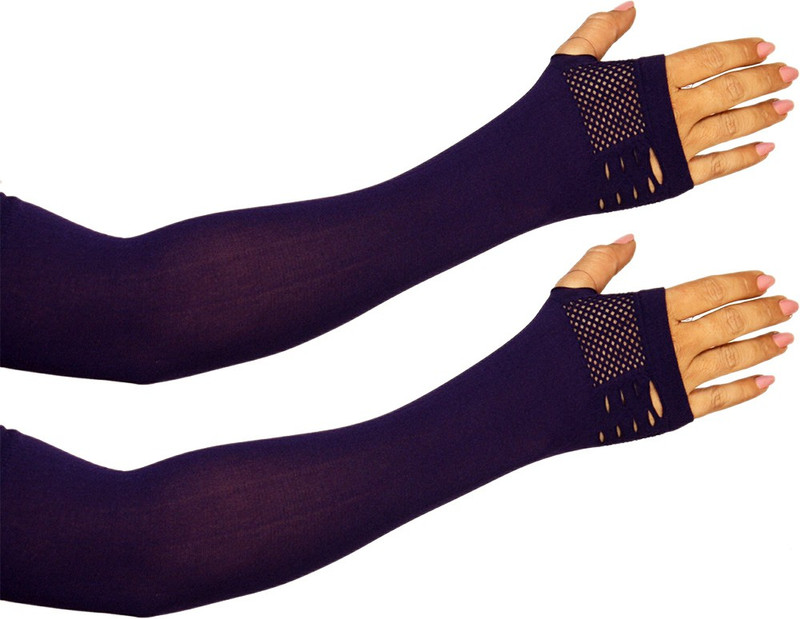 Golddust Nylon Arm Sleeve For Women With Tattoo(L, Purple)