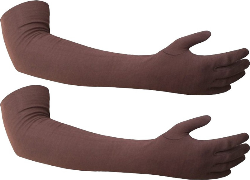 Golddust Cotton Arm Sleeve For Men & Women(Free, Brown)