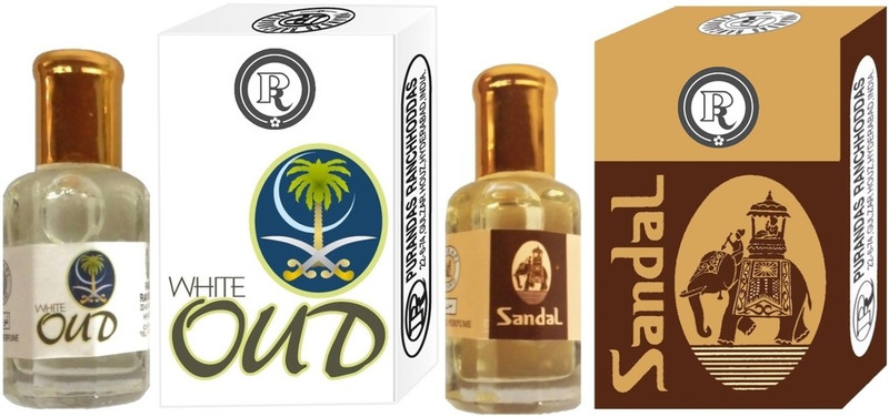 Purandas Ranchhoddas PRS Sandal & White-Oud 6ml Each Herbal Attar(Oud (agarwood))