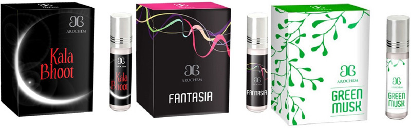 Arochem Fantasia Green musk Kala Bhoot Combo Floral Attar(Amber)
