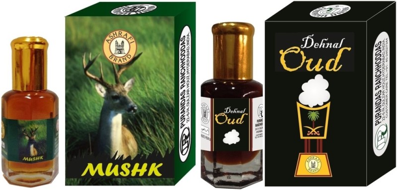 Purandas Ranchhoddas PRS Dehnal-Oud & Mushk Attar 6ml Each Herbal Attar(Dehn el oud)