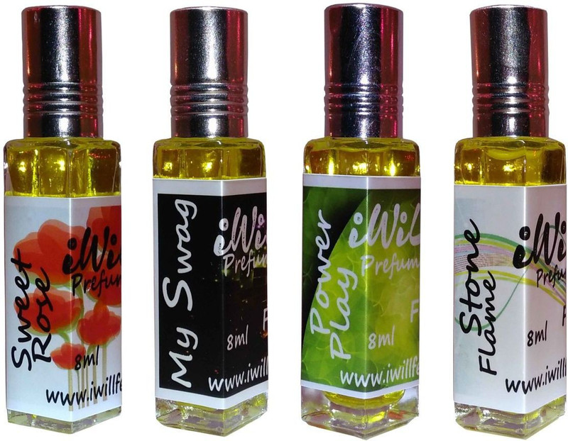 iwill Premium Sweet Rose, My Swag, Power Play, Stone Flame Non Alcoholic Fancy Perfume 32 ml Pack Floral Attar(Gold Musk)