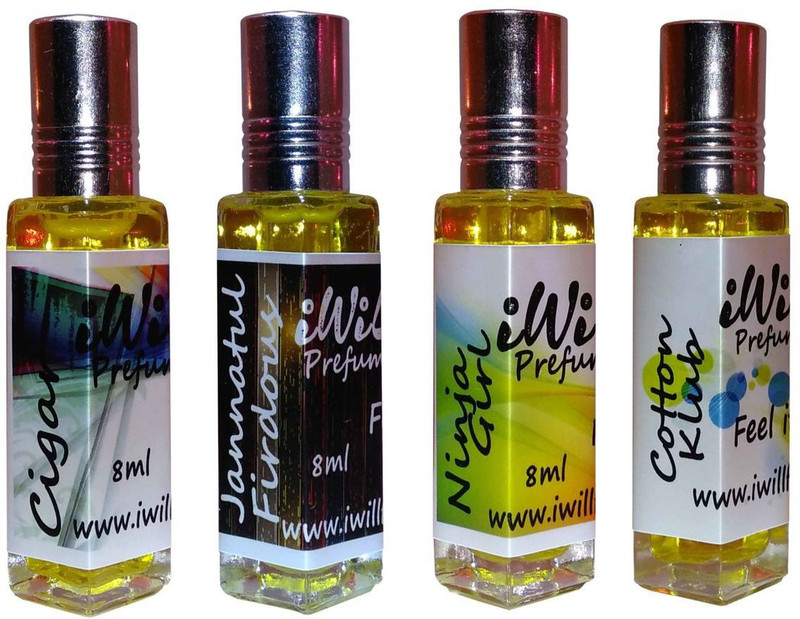 iwill Premium Cigar, Jannat ul Firdous, Ninja Girl, Cotton Klub Non Alcoholic Fancy Perfume 32 ml Pack Floral Attar(Woody)