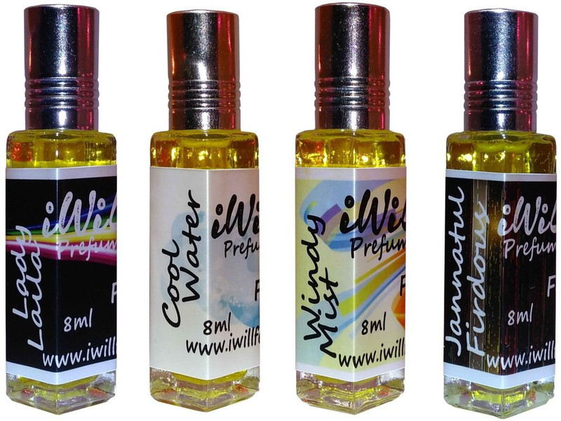 iwill Premium Lady Laila, Jannat ul Firdous, Cool Water, Windy Mist Non Alcoholic Fancy Perfume 32 ml Pack Floral Attar(Fruity)