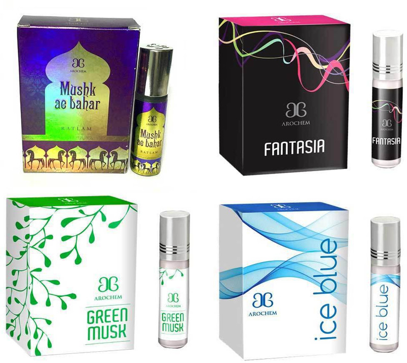 Arochem Green Musk Ice blue Fantasia Mushk Ae Bahar Combo Floral Attar(Amber)