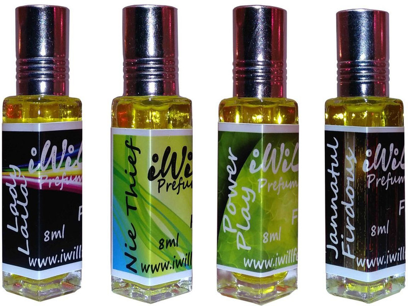iwill Premium Nie Thief, Jannat ul Firdous, Lady Laila, Power Play Non Alcoholic Fancy Perfume 32 ml Pack Herbal Attar(Floral)