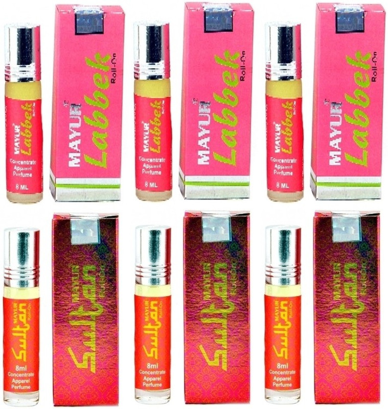 Mayur Labbek 8ml+ Sultan 8ml (6pcs combo) Floral Attar(Islamic Bakhur)
