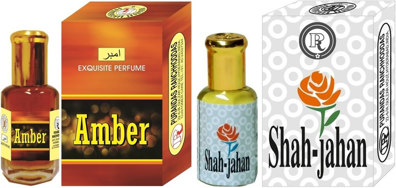 Purandas Ranchhoddas PRS Amber & Shah-Jahan 6ml Each Herbal Attar(Amber)