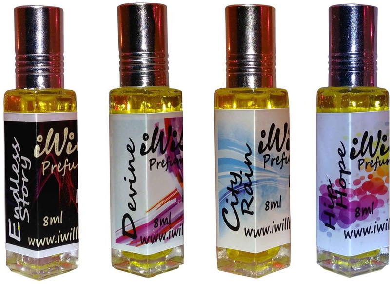 iwill Premium Hip Hope, Endless Story, City Rain, Devine Non Alcoholic Fancy Perfume 32 ml Pack Herbal Attar(Floral)