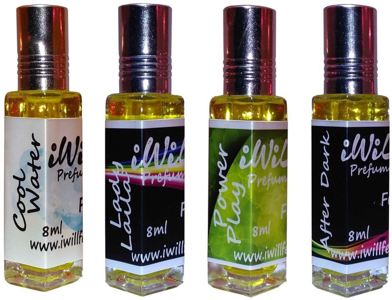 iwill Premium Cool Water, Lady Laila, Power Play, After Dark Non Alcoholic Fancy Perfume 32 ml Pack Floral Attar(Gold Musk)