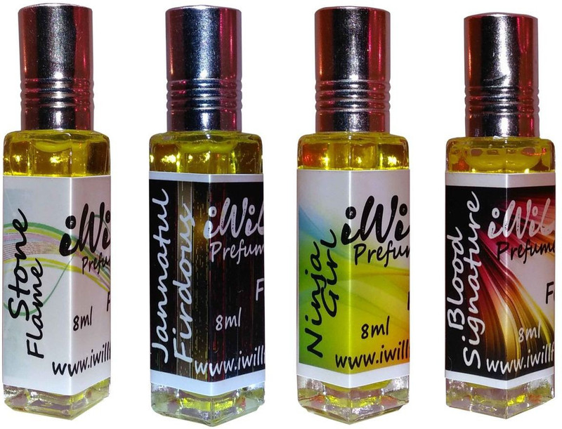iwill Premium Stone Flame, Jannat ul Firdous, Ninja Girl, Blood Signature Non Alcoholic Fancy Perfume 32 ml Pack Herbal Attar(Floral)