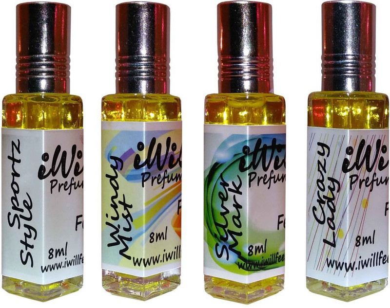 iwill Premium Sportz Style, Windy Mist, Silver Mark, Crazy Lady Non Alcoholic Fancy Perfume 32 ml Pack Floral Attar(Gold Musk)