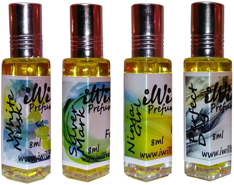 iwill Premium White Mussk, Silver Mark, Ninja Girl, Perfect Day Non Alcoholic Fancy Perfume 32 ml Pack Floral Attar(Fruity)