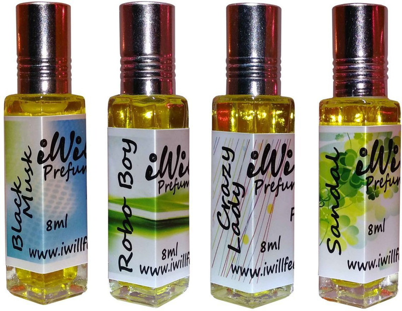 iwill Premium Black Mussk, Robo Boy, Crazy Lady, Sandal Non Alcoholic Fancy Perfume 32 ml Pack Floral Attar(Fruity)