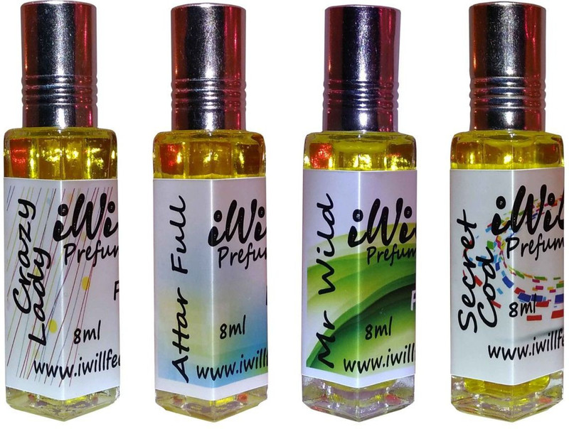 iwill Premium Crazy Lady, Attarfull, Mr Wild, Secret Cod Non Alcoholic Fancy Perfume 32 ml Pack Floral Attar(Woody)
