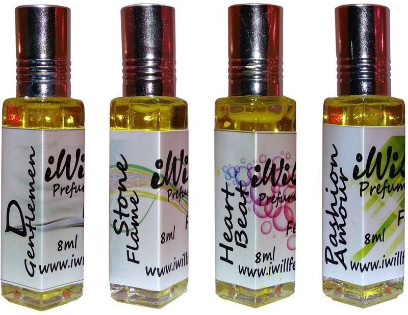 iwill Premium Stone Flame, Heart Beat, Pashion Amour, D Gentleman Non Alcoholic Fancy Perfume 32 ml Pack Herbal Attar(Floral)