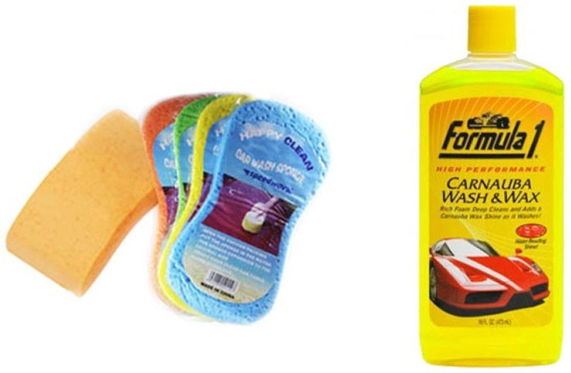 Formula 1 1 Formula 1 Car/Bike Wash and Wax Shampoo 473ml, 1 Speedwav Magic Sponge Combo