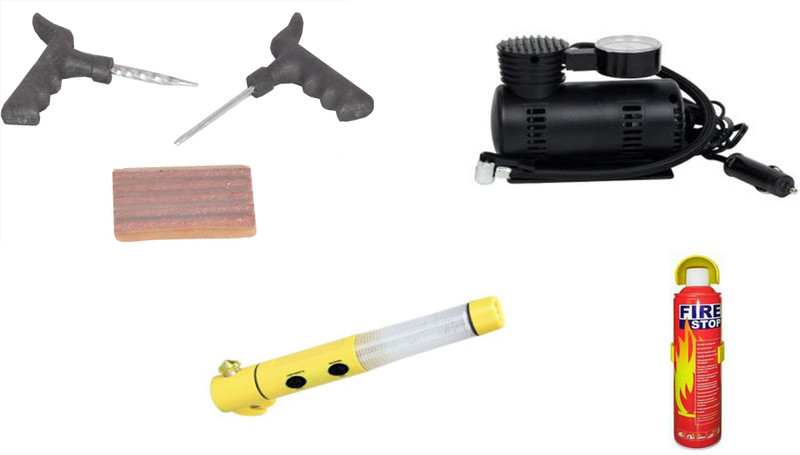 Canabee 1 Fire Extinguisher, 1 Emergency Light, 1 Tyre inflator Combo