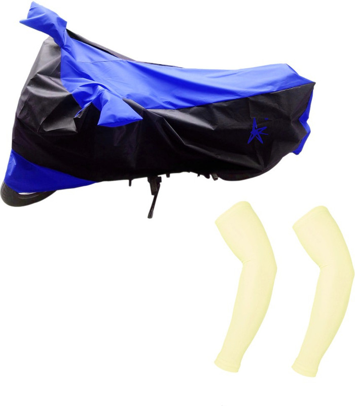 AdroitZ 1 Black & Blue Two Wheeler Cover, 2 Yellow Arm sleeves Combo