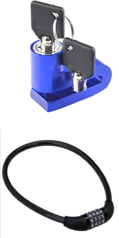 Speedwav 1 Combo of Motorcycle Disk Brake Wheel Lock, 1 MultiPurpose Chain Cable Number Lock Combo