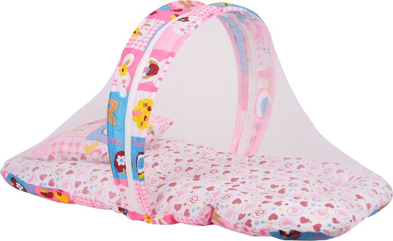 Knotty Kids Bby Bedding Set With Mosquito Net Standard Bunk(Fabric, Pink)