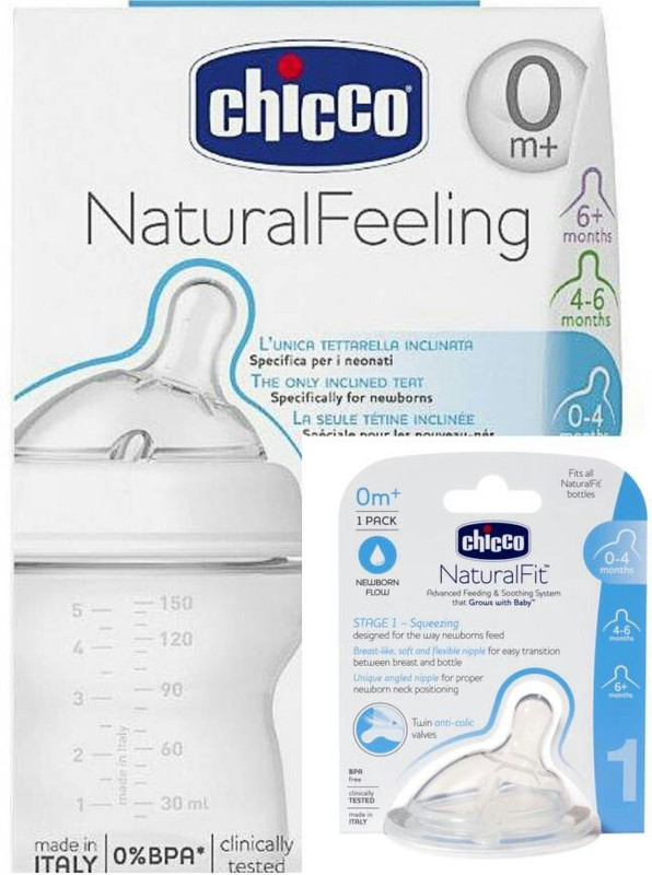 Chicco Natural Feeding Bottle - 150 ml(White)