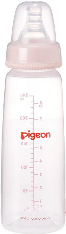 Pigeon Slim Neck Peristaltic 240ml with Medium Size Nipple - Pink - 240 ml(Pink)