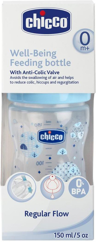 Chicco Wellbeing Bottle PP150ml Blue - 150 ml(Blue)