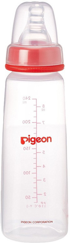Pigeon Peristaltic Nursing 240ml with Medium Size Nipple - Red - 240 ml(Red)