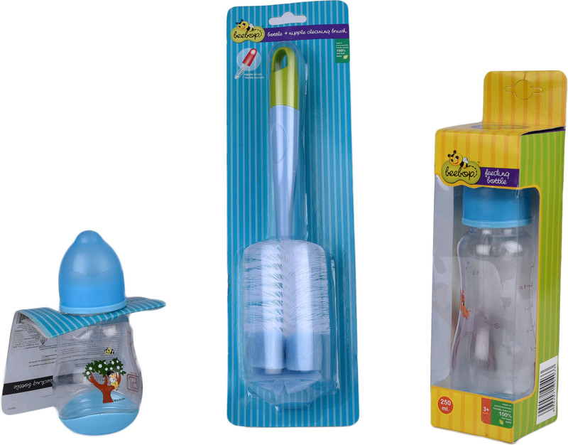 Beebop 150 & 250 Ml Bottles with Nipple & Brush - 250 ml(Multicolor)
