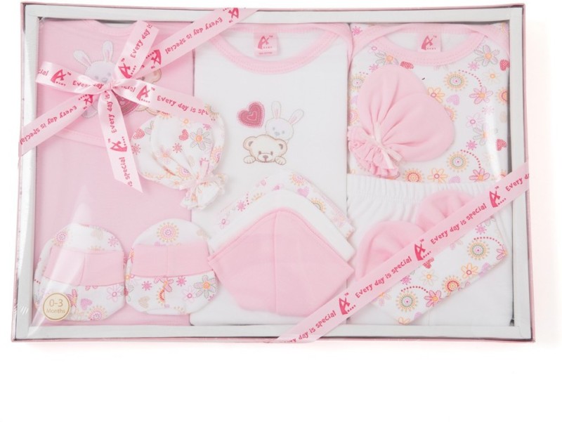 Stuff Jam Ababy 12 Piece Baby Apparels Gift Set(Pink)