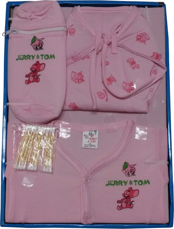 Jerry & Tom 5 Pcs Baby Combo Gift Set(Pink)