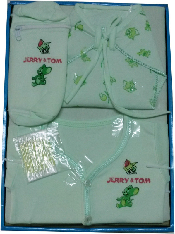 Jerry & Tom 5 Pcs Baby Combo Gift Set(Green)