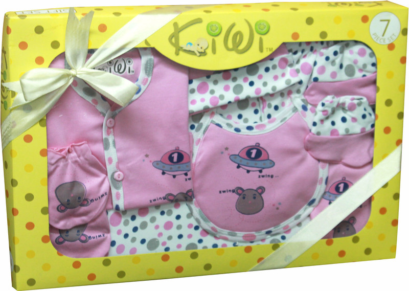 Kiwi Polka Dots Print Gift Set of 7 Pcs(Pink)