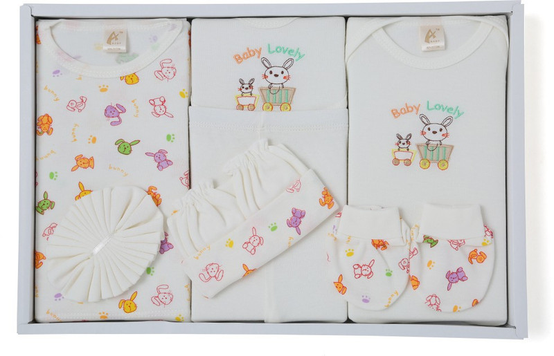 Stuff Jam Ababy 9 Piece Baby Apparels Gift Set(Cream)