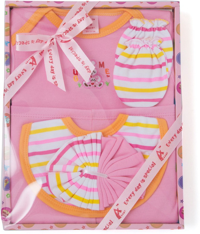 Stuff Jam Ababy 6 Piece Baby Apparels Gift Set(Pink)