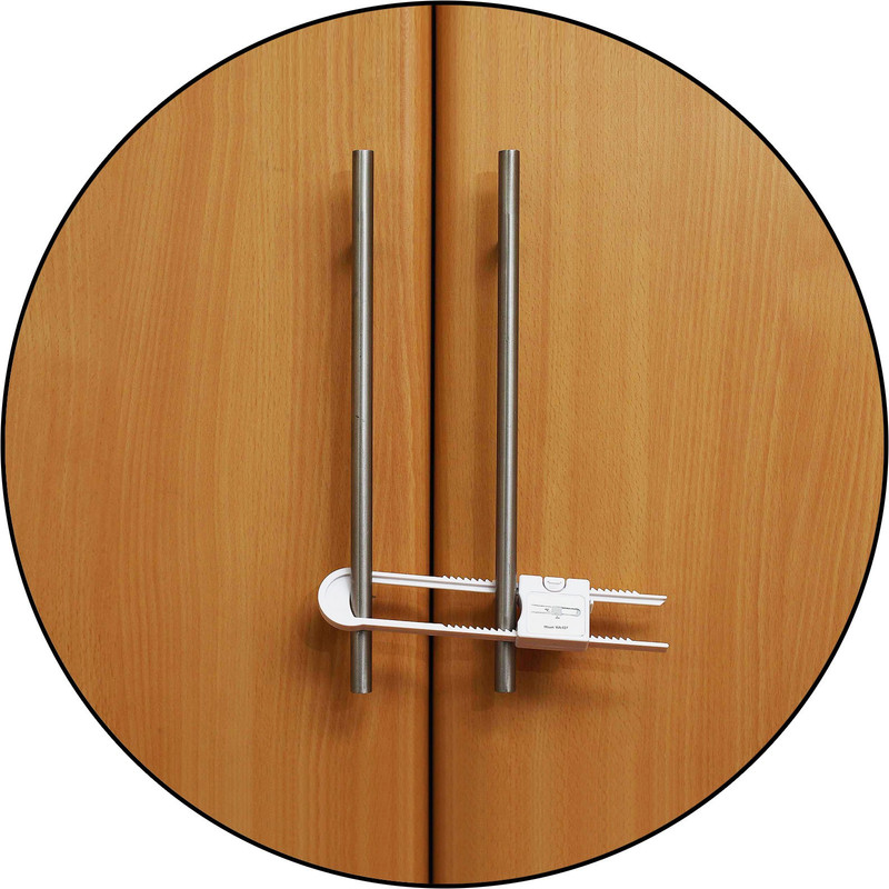Safe-O-Kid U-Shaped, adjustable Cabinet Lock with secret childproof lock (Pack of 16)(White)