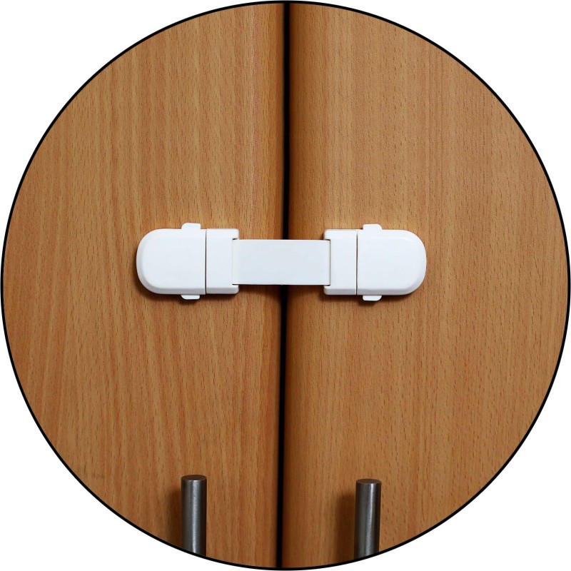 Safe-O-Kid Flexible, 2-Side Open, Elegant Short Multi-Purpose Child Safety Lock (Pack of 2)(White)