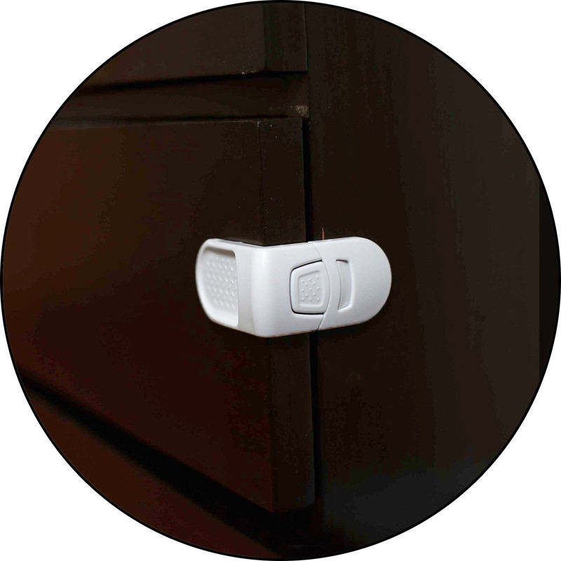 Safe-O-Kid High Quality, Durable L-Shaped Child Safe Drawer Lock (Pack of 2)(White)
